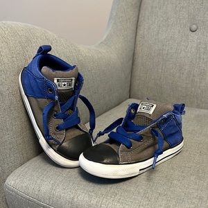 Converse charcoal/ blue toddler boys canvas sneaker size 10